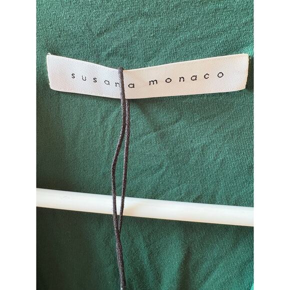 NWT Susana Monaco Green tuileries Ruched Draped Long Sleeve Maxi Dress Medium - Picture 8 of 10